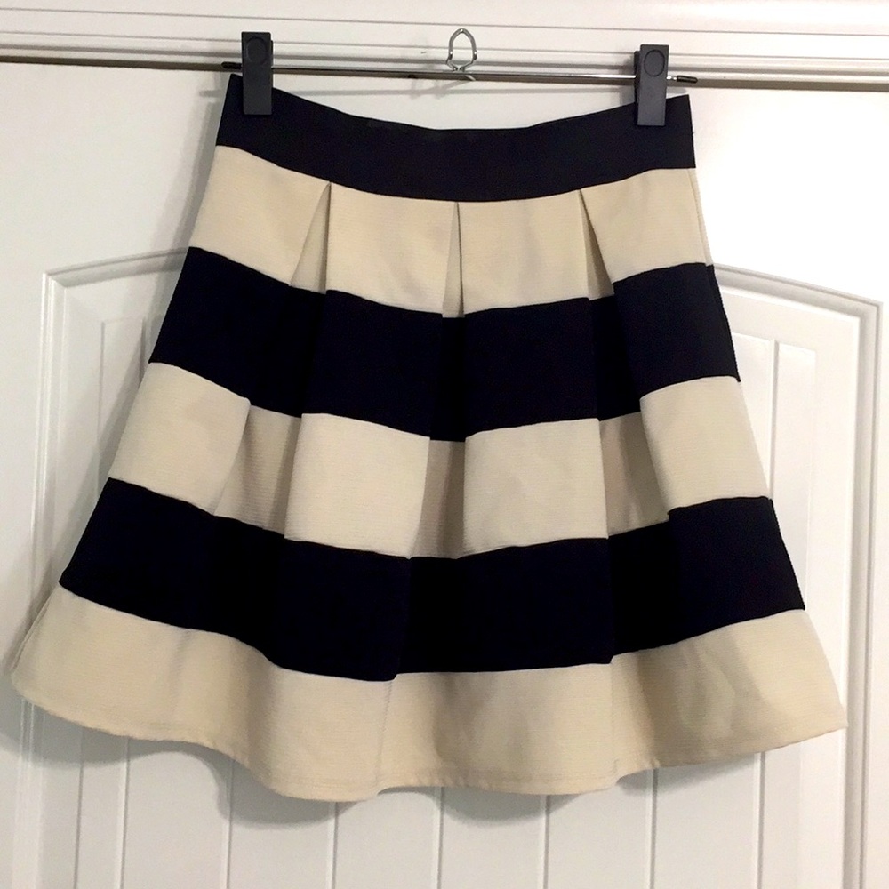 Black and Cream stripe A-line skirt